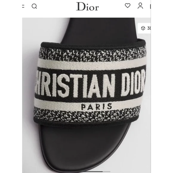 New Dior Dway Slide Sandals in Black and White 38.5 Authentication Included - Picture 3 of 7